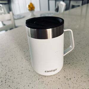 Contigo White Mug with Black Lid and Silver Trim